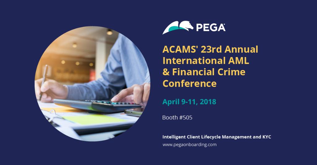 The #AML and Financial Crime industry is facing unprecedented challenges. Meet with leading AML and #KYC experts like @Pega and stay up-to-date with emerging trends and evolving technologies. #ACAMSHollywood