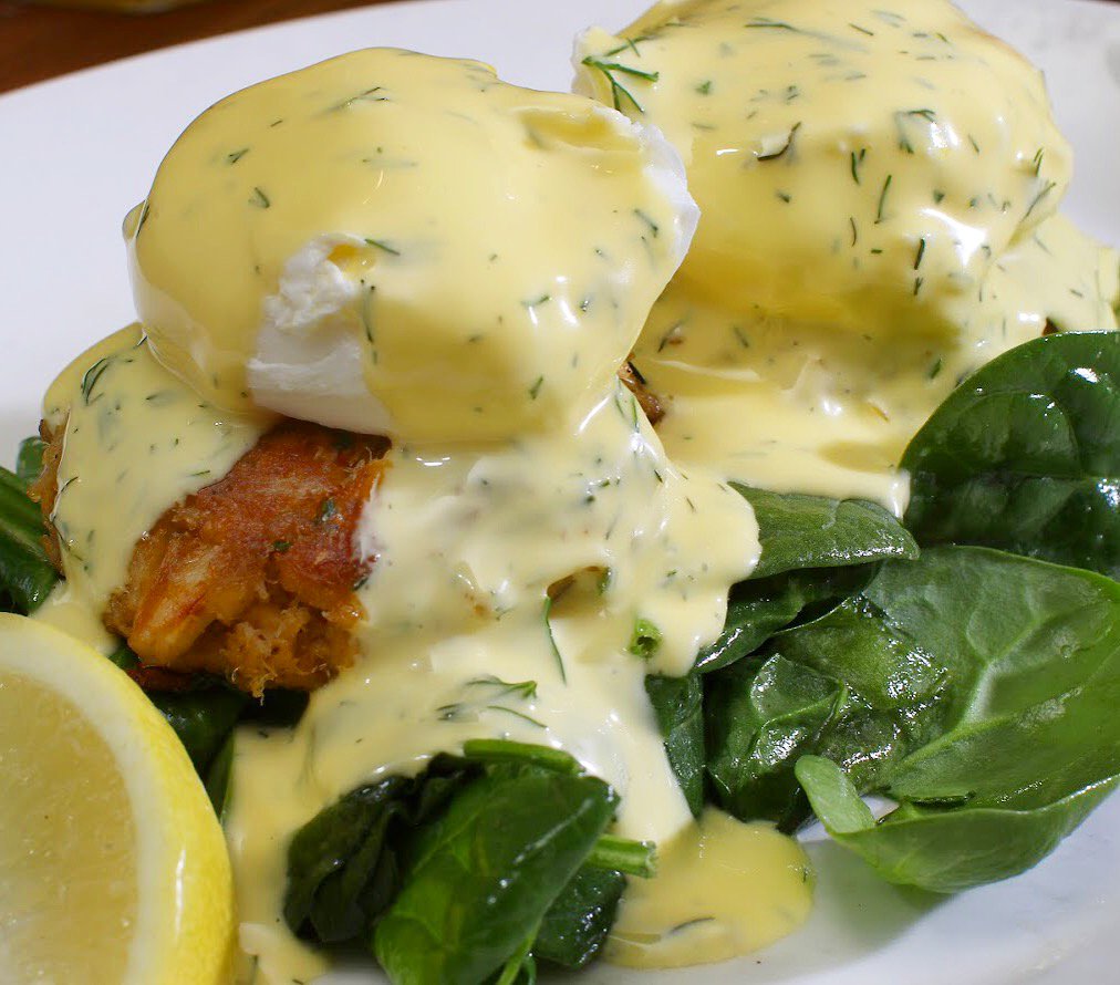 No need to be crabby when breakfast looks like this! The Blue Lump Crab Cakes are a new menu favorite.