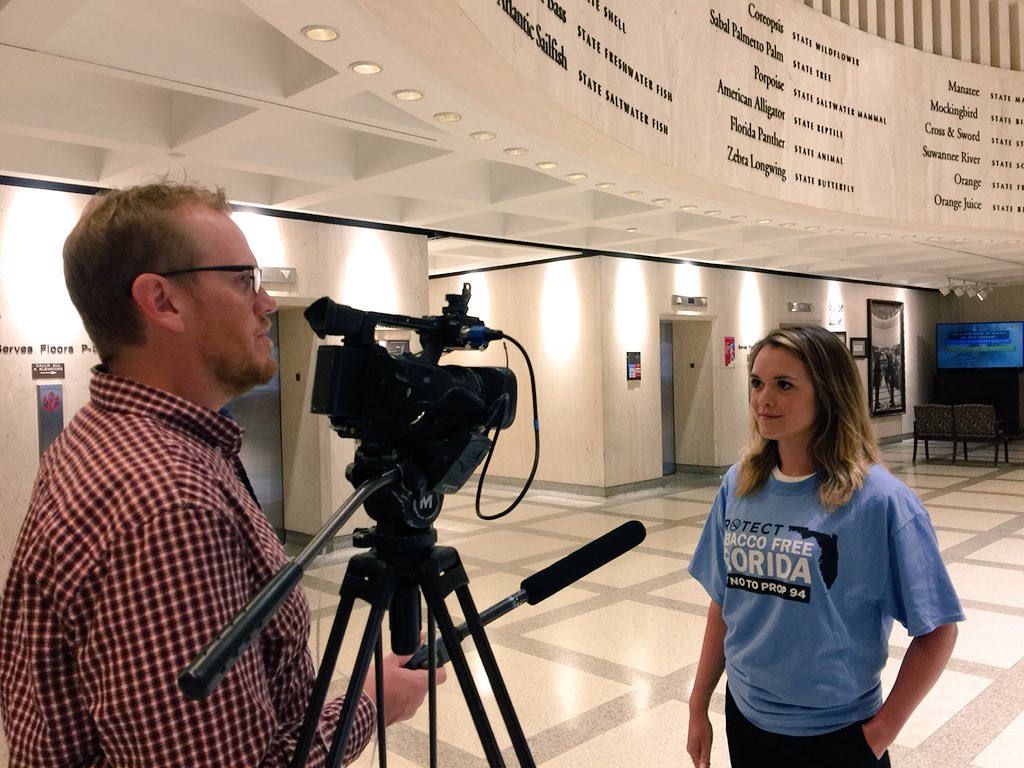rbstapp's tweet photo. Had an opportunity to speak about Proposition 94. I shared with local news that we should not cut costs on Tobacco Free Florida because it educates our youth on the negative health effects on smoking cigarettes #stopprop94 #keepkidstobaccofree https://t.co/K3NwmbXhQB