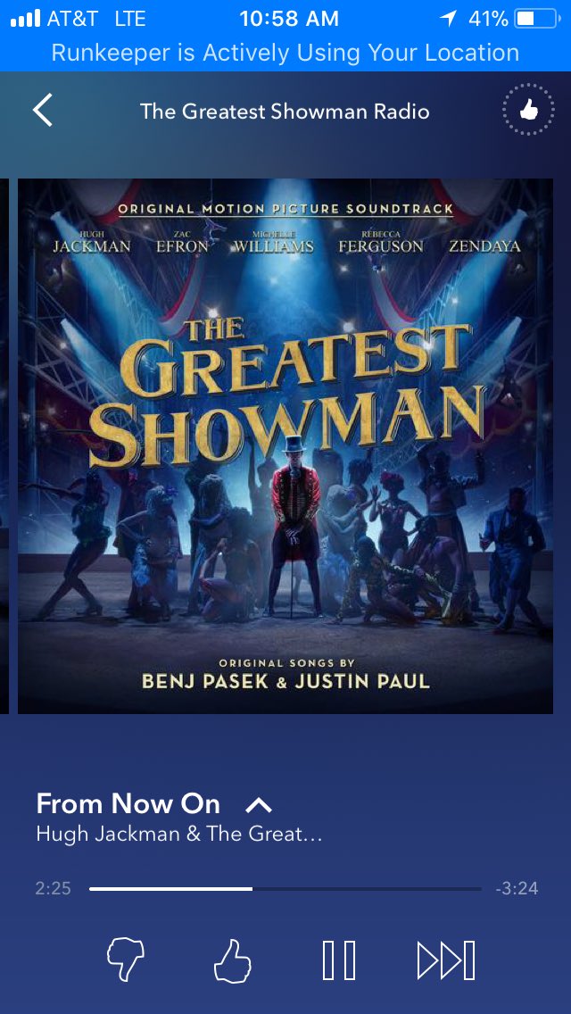 When you’re depressed about the #GreatestShowman leaving theaters soon you go for a run and listen to this. Saw it 3 times and it wasn’t enough! Thank you <a href="/RealHughJackman/">Hugh Jackman</a> <a href="/ZacEfron/">Zac Efron</a>