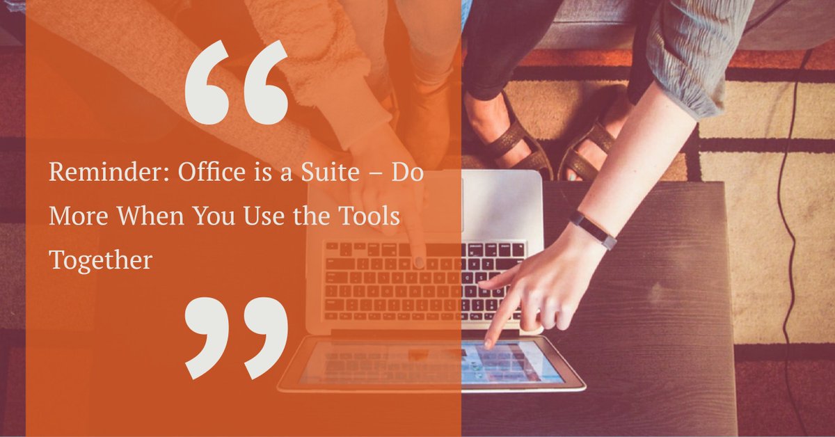 From the beginning, all the applications in the #Microsoft #Office Suite were designed and meant to be used together, not just stand-alone. Learn how to leverage the linkage to dramatically expand what you can accomplish in Office. hubs.ly/H0bct0s0