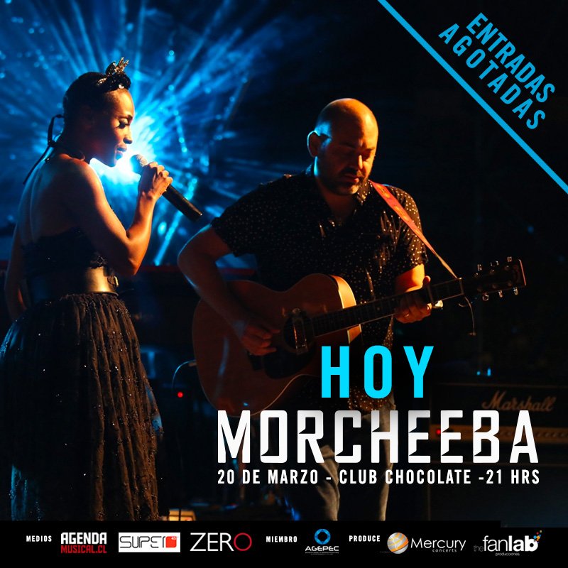 Hoy!
Morcheeba se presenta en el Club Chocolate a las 21 hrs.
Apertura de puertas 20 hrs
Entradas Agotadas.
#Morcheeba #BlazeAway #SkyeEdwards #RossGodfrey #Concierto