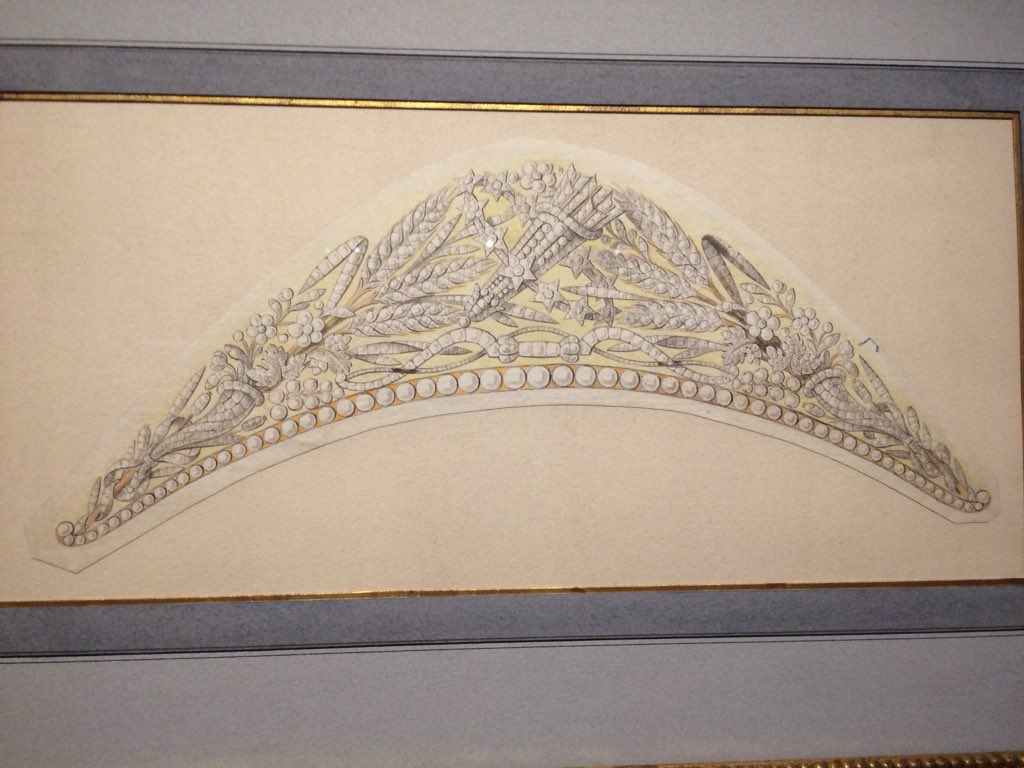 adriengoetz's tweet photo. Au @Salondudessin d’admirables pièces venues des archives de @Chaumet 💎 dont ce diadème dessiné dans l’atelier de #Nitot pour l’impératrice #MarieLouise https://t.co/0rszvQPX0S