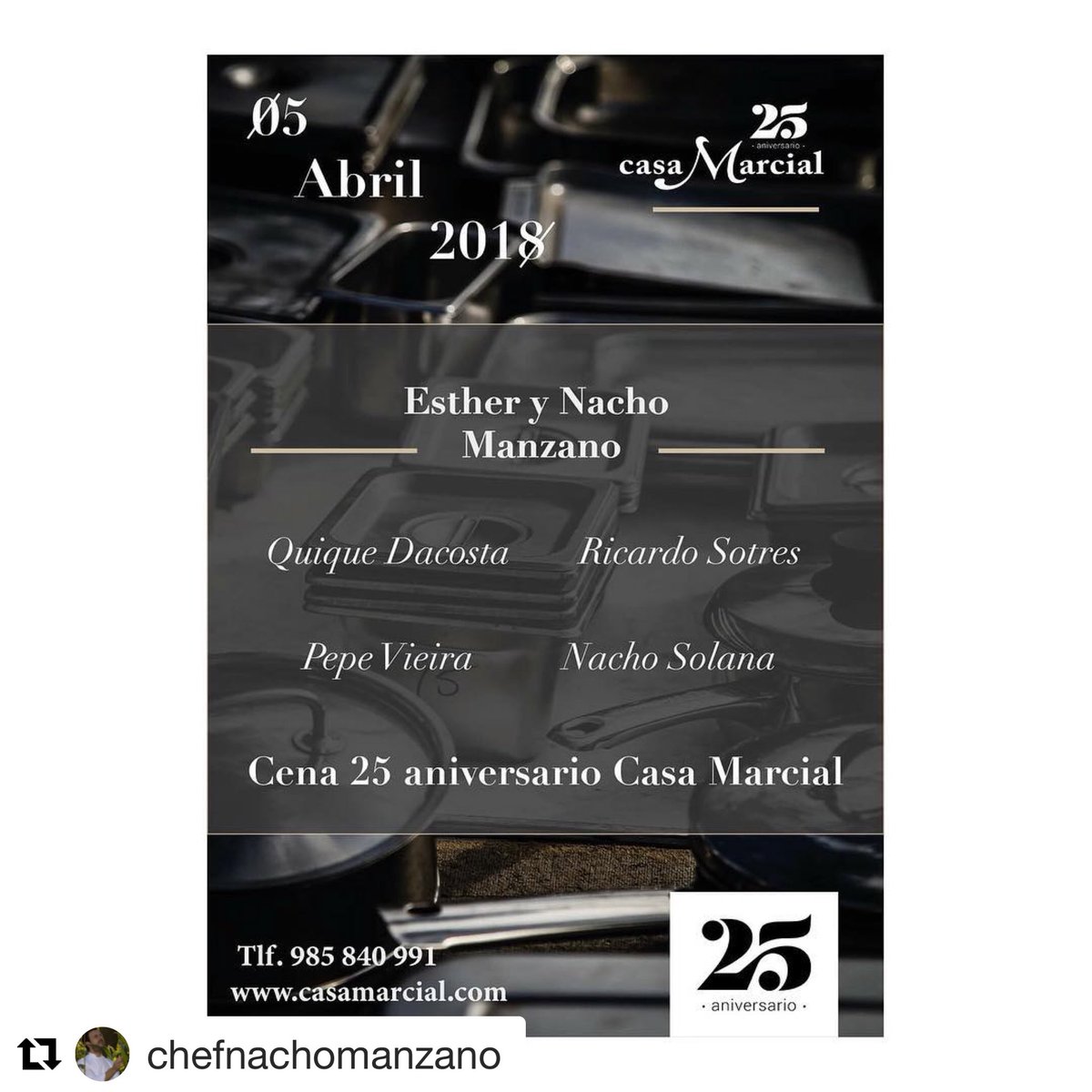 Que orgullo mas grande !!! 25 aniversario Casa Marcial primera cena !!!!! <a href="/ricardosotres1/">El Retiro - Ricardo</a> <a href="/PepeVieiraChef/">Pepe Vieira</a> <a href="/QiqeDacosta/">Quique Dacosta 🪼🍊</a> <a href="/EstherSalgar/">Esther Manzano</a> <a href="/nachomanzano/">nacho manzano</a> sin palabras !!