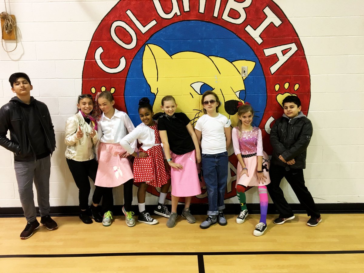 ColumbiaES_fcps's tweet photo. We're rockin' the 50's fads in honor of our 50th anniversary!#50yearsoflearning #ourFCPs https://t.co/aFLC0xZR9i