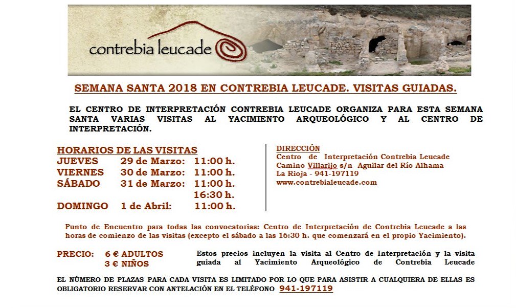 contrebialeu's tweet photo. Esta Semana Santa visita el Yacimiento Arqueológico Contrebia Leucade en Aguilar del Río Alhama. Aquí tenéis los horarios. https://t.co/aiiUv5GXwf