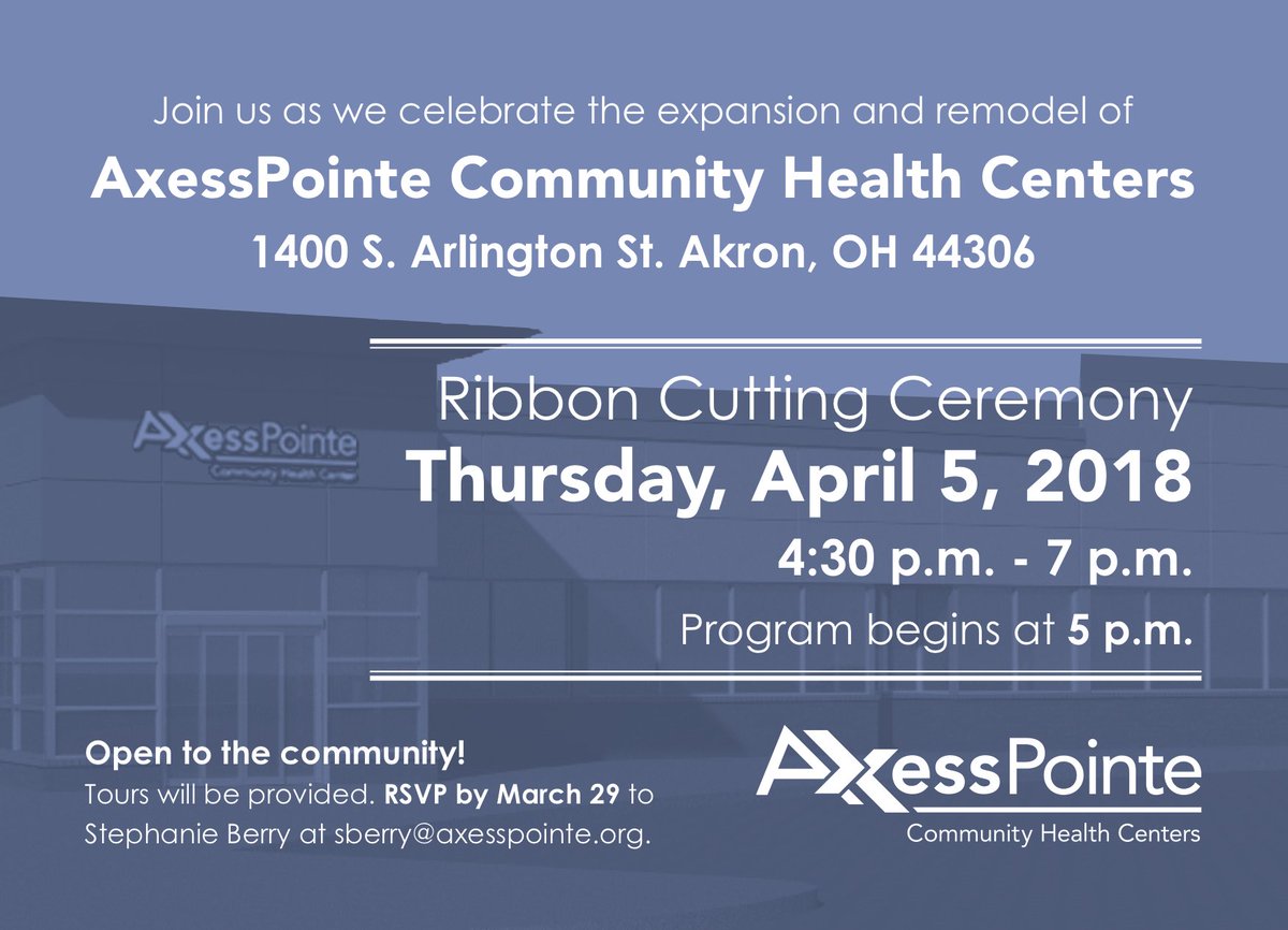 AxessPointe's tweet photo. Our Arlington Ribbon Cutting Ceremony is 2 weeks away! RSVP by March 29!
#ribboncutting #health #healthcare #axesspointe #community #healthcenter #akron #arlington https://t.co/tRw3FSOFUM