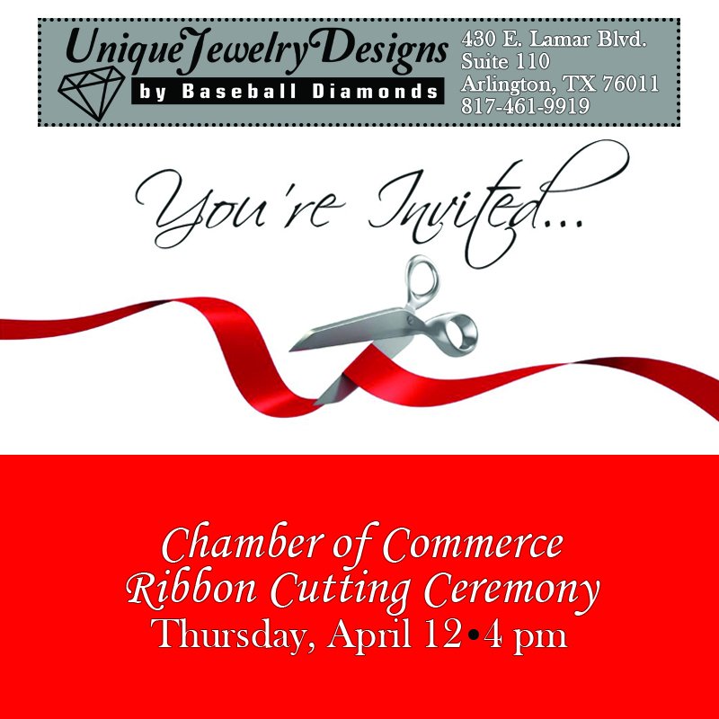 BaseballDmds's tweet photo. New date for our ribbon cutting! We invite you and your friends to our new location on Thursday, April 12. We're now fully operating business so come see us in the meantime. #jewelrydesign #customjewelry #diamonds #gold https://t.co/fos4zDkt0c