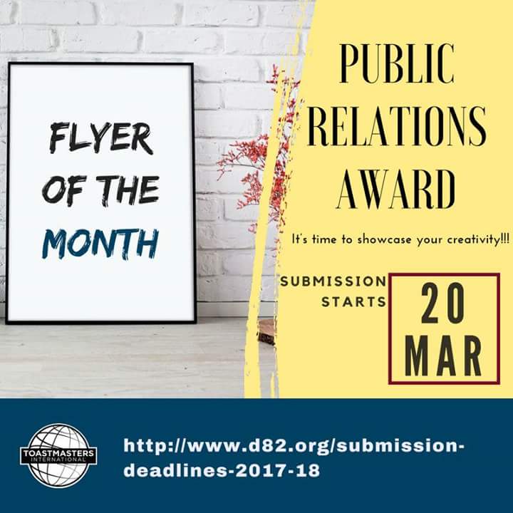 d82tm's tweet photo. PR Manager Awards - Flyer of the month for March 2018 submission is open. Flyers shall be submitted through https://t.co/RSWcRW3sz5 https://t.co/QT5oDE2eYJ