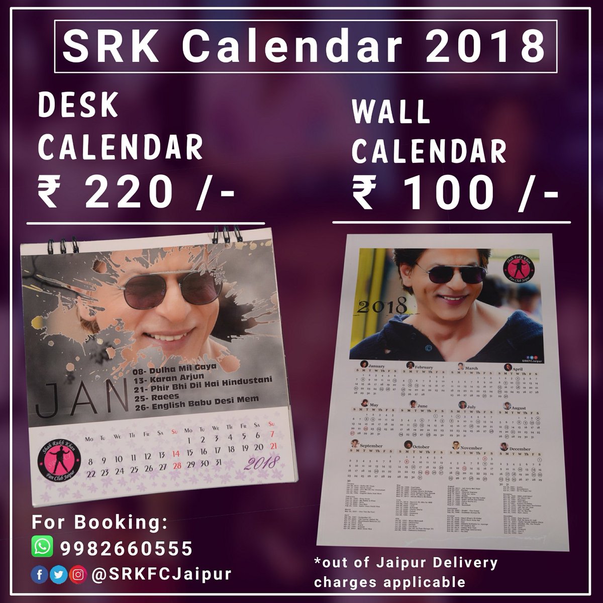 SRKFCJaipur's tweet photo. We are super excited to announce that Official SRKFC Jaipur Desk &amp; Wall Calendars are available for sale. 
Buy Now || WhatsApp Us : 9982660555 https://t.co/6dai3wwd3z