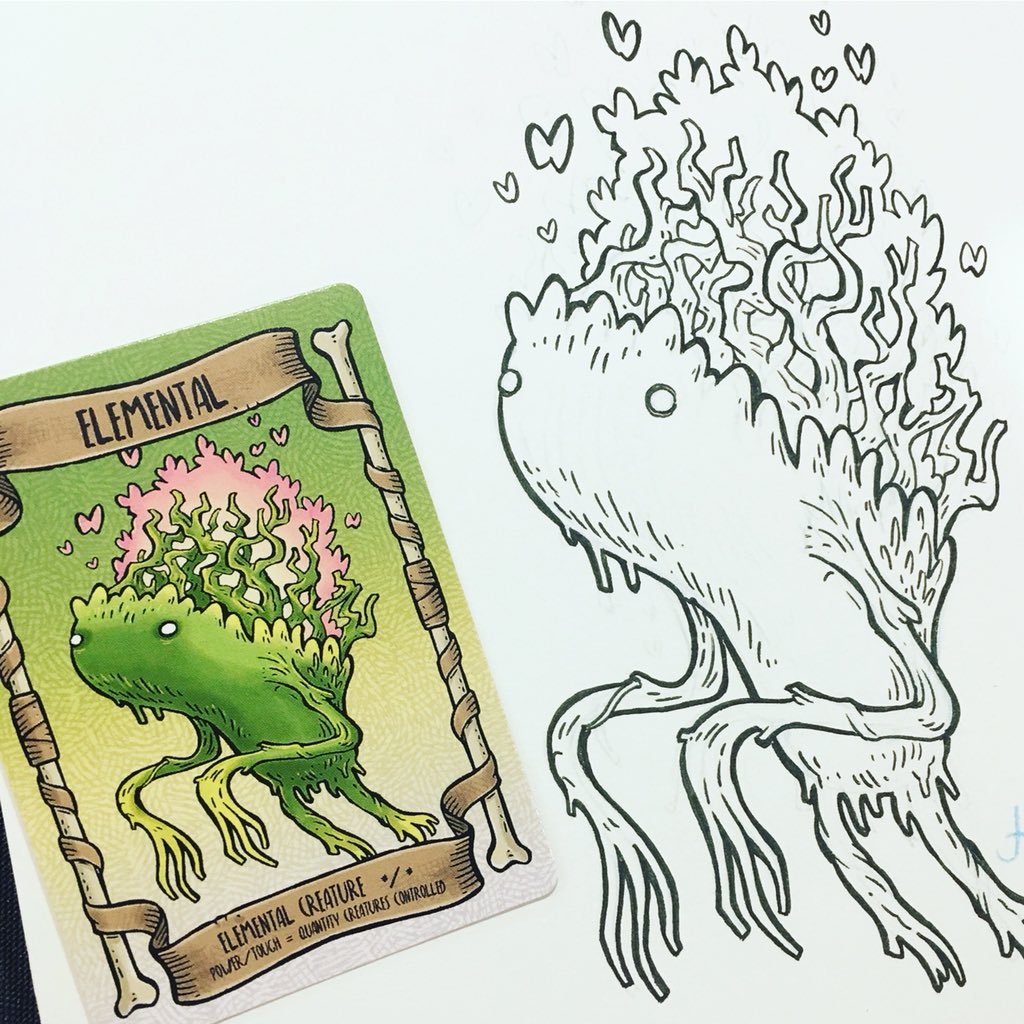 impsandmonsters's tweet photo. Haven’t posted in a few days - here’s another #mtg custom creature token - green/white elemental. Ink on paper then colored digitally in photoshop.
#magicthegathering https://t.co/eDoJo9d4wR