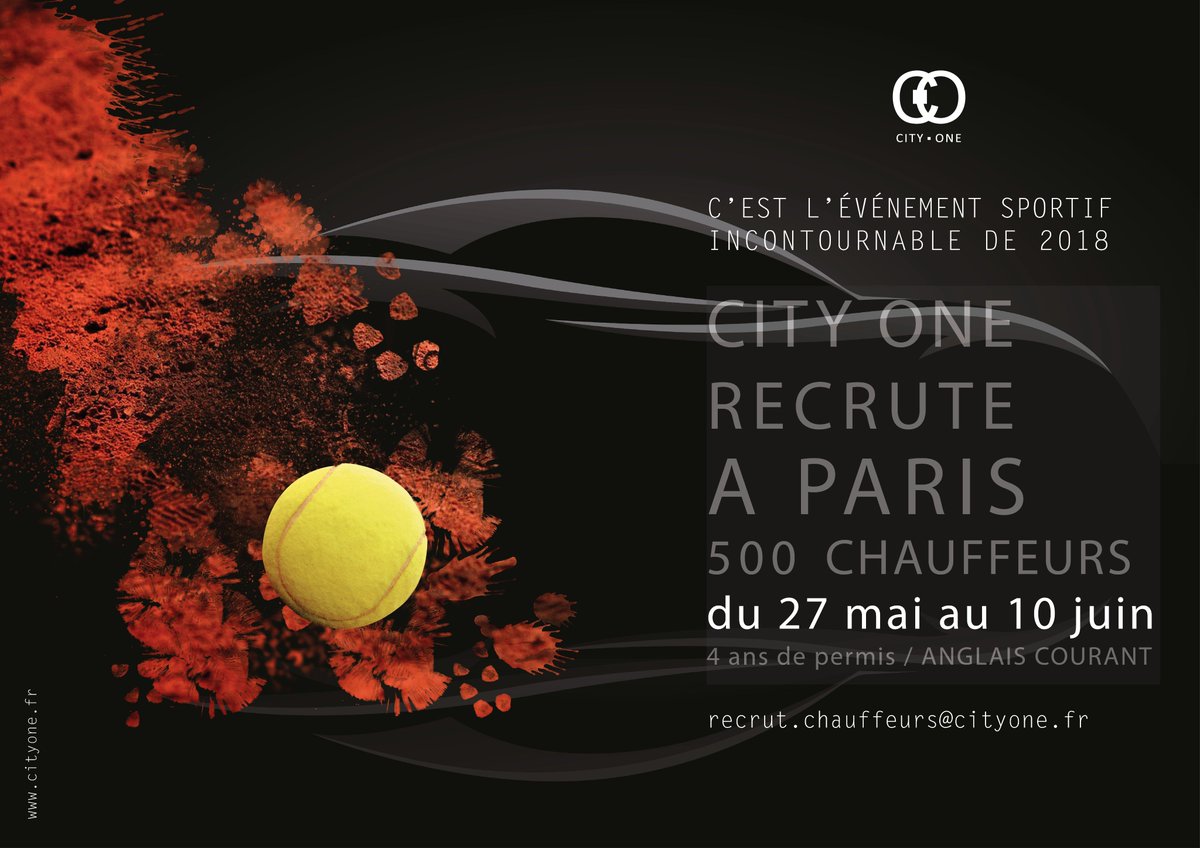ParisComite's tweet photo. City One recrute pour RG 2018 https://t.co/Z5n9YGdoJm