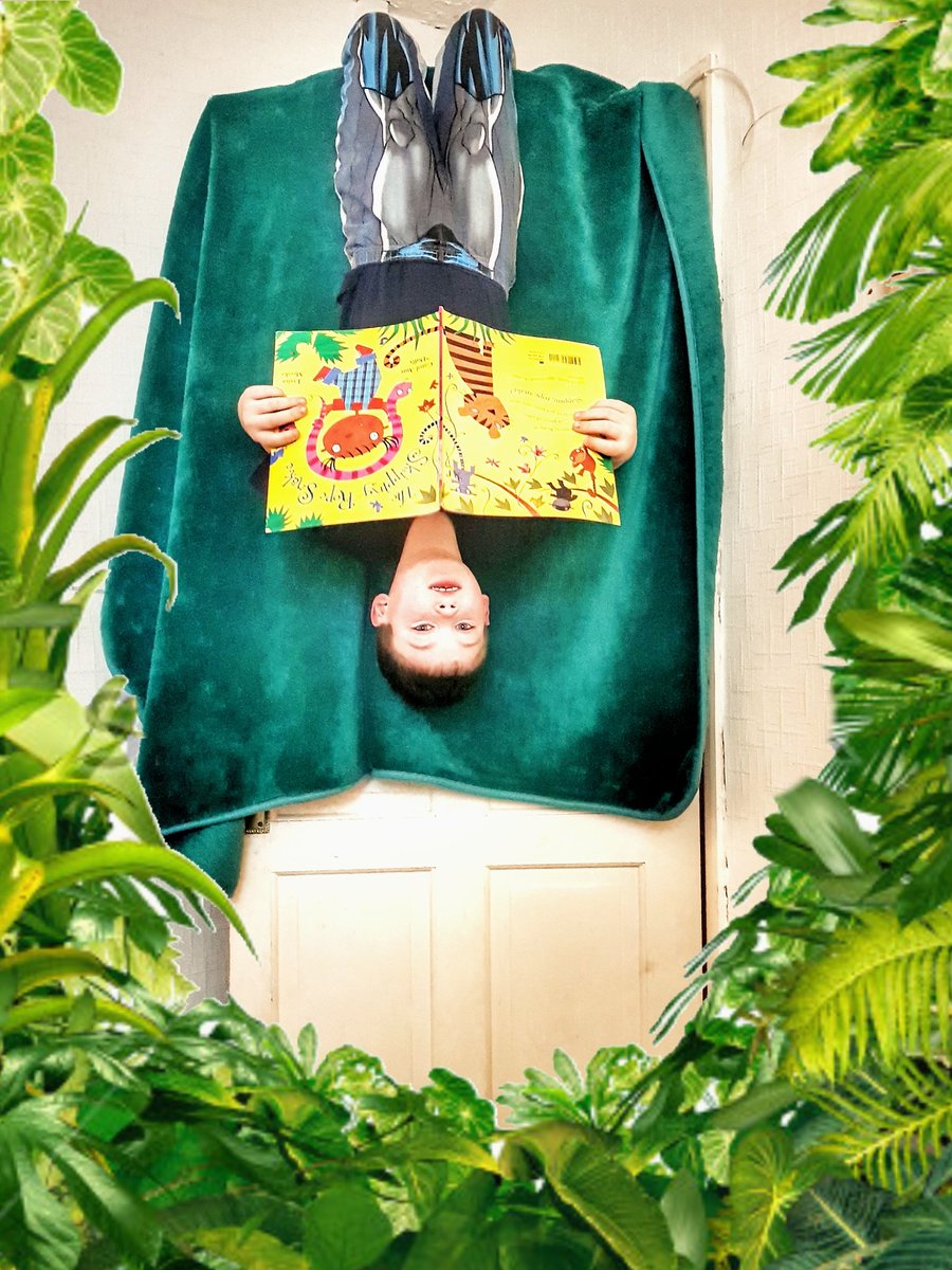 CCartwright1984's tweet photo. Oscar's bedtime story tonight came courtesy of @StAndrewsBenn epic #ExtremeReading comp. For his upside down photo He won £5 voucher to spend at @scholasticuk bookfair he chose #MichaelMorpurgo #MrSkip Congrats on today's knighthood Sir 👍🏻👍🏻 https://t.co/y6S5m6tKyD