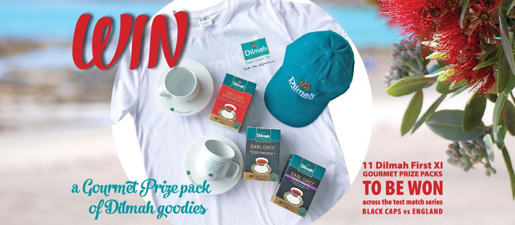 11 Dilmah prize packs to be won across the <a href="/BLACKCAPS/">BLACKCAPS</a> vs England test match series! Enter here: dilmah.co.nz/teaparty #NZvsENG