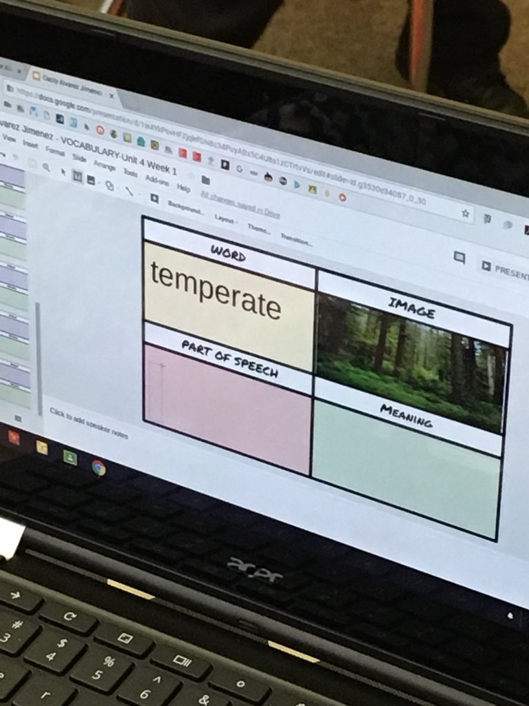 2nd grade students at Fremont use Google Slides to show their understanding of their weekly vocabulary. #AlisalStrong #AlisalFuerte
