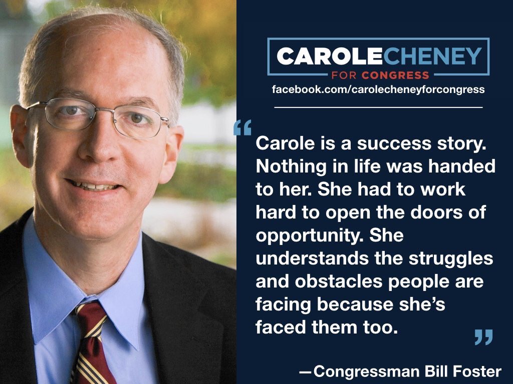 Carole4IL06's tweet photo. "Carole is a success story. Nothing in life was handed to her. She had to work hard to open the doors of opportunity. She understands the struggles and obstacles people are facing because she’s faced them too."

—Congressman Bill Foster https://t.co/QIUGb9oTUi