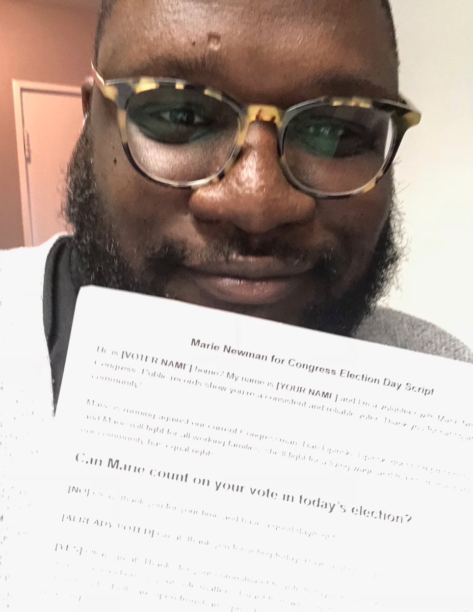ChrisOPercy's tweet photo. Here making Election Day calls for @Marie4Congress and having more fun than I thought! We out here! Go vote Illinois!! @MoveOn https://t.co/erOvPWsN9z