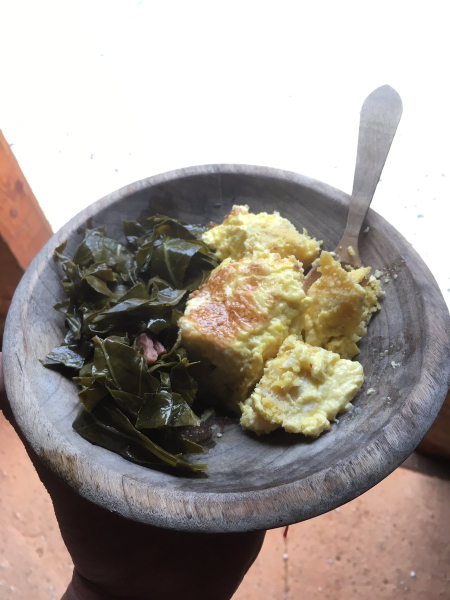 Collards and spoon bread. How dinner gets did!
#YorktownFarm #historicfoodways #alhfam