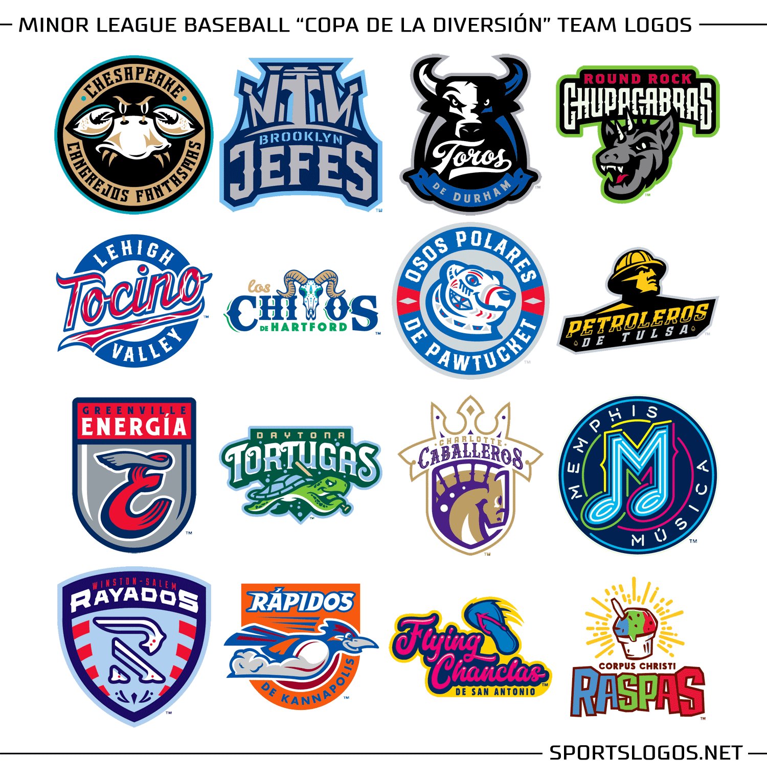 Chris Creamer  SportsLogos.Net on X: The first batch of  #CopaDeLaDiversion team logos unveiled by Minor League Baseball today,  there's still another few dozen to come throughout the day #MiLB The  meanings