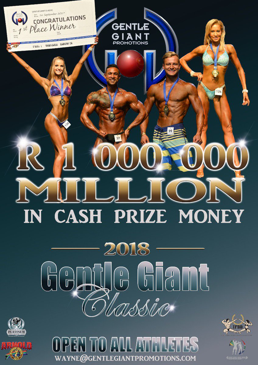 GENTLE GIANT CLASSIC 2018 with an incredible R1 000 000 cash prize money! yes... you see right , 1 Million Rand Cash Prize money! Open to all athletes! more information will follow soon!  Johannesburg will not be the same after this! #gentlegiantclassic2018