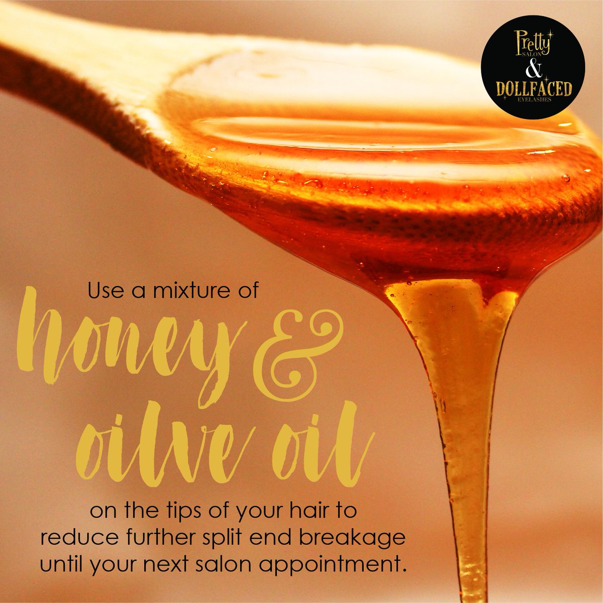 PrettySalonaz's tweet photo. Nothing can repair your split ends, but this honey and olive oil mixture can keep them from getting worse until you can get to your stylist.  #PrettySalon #TipsAndTricks #HairCare #Hair https://t.co/uGETKpeBpB