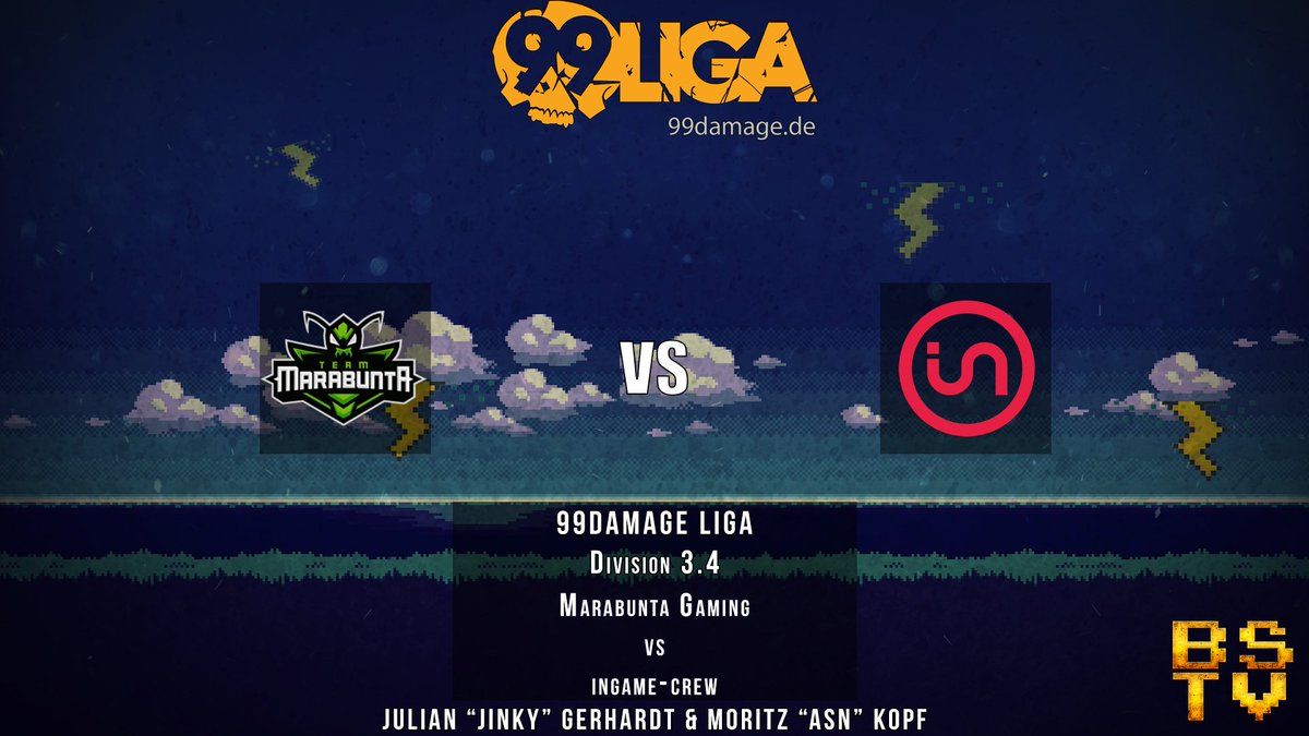 BitStormTV's tweet photo. Heute geht es mit dem nรคchsten Cast in der @99DAMAGEde Liga zwischen Marabunta Gaming und @team_ingame weiter!
Wir sind mit dem Match aus der Division 3.4 ab 20:00 live!
https://t.co/rlZobGEXhP
#Live #Twitch #CSGO #Matchcast #99damage https://t.co/pPSbjt8L8B