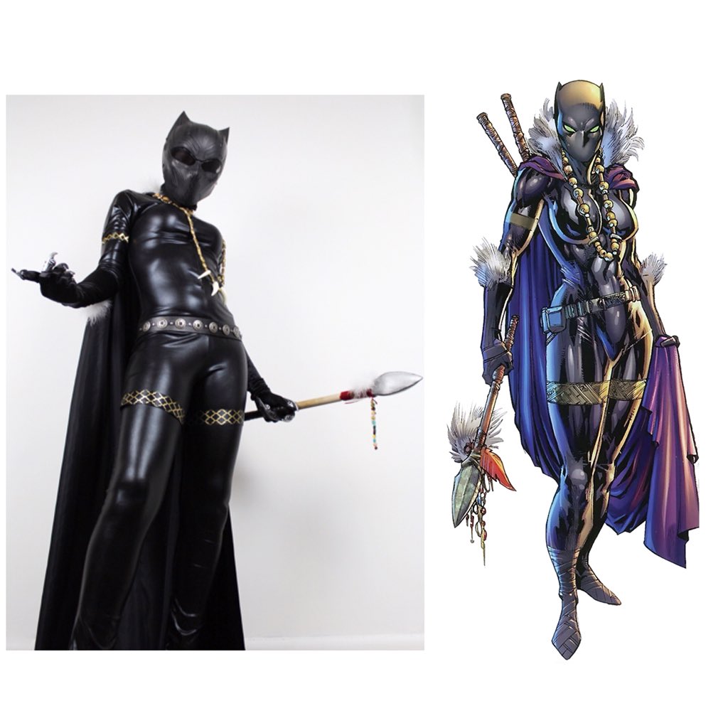 Cosplay vs Character 
Shuri Black Panther 🐯🐾 Costume made by me .
.
#blackpanther #shuri #tchalla  #marvel #infinitywar #sidebysidecosplay  #cosplaygirls  #avengersinfinitywar