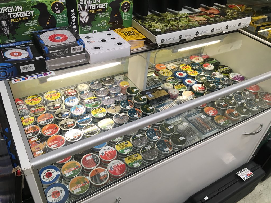PlymouthGuns's tweet photo. Our newly sequestered pellet cabinet containing the .177 and .22 calibre pellets we carry in stock
#Webley #Accupell #JSB #Exact #AirArms #Diabolo #Field #Hunter #RWS #Superdome #Superfield #SMK #Remington #Spitfire #Daystate #Sovereign #Kaiser #Napier plus lots more .... https://t.co/YdtvrRszGC