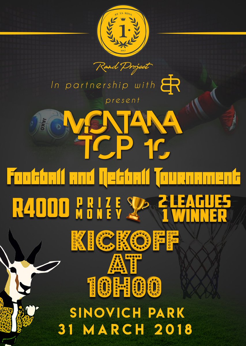 BangDulamo_ZA's tweet photo. #MontanaTop10Brands we are only 11 days away βΌοΈβΌοΈ Few spots available - make sure your teams register on time #OneRandProject https://t.co/iVkI48ZE9v