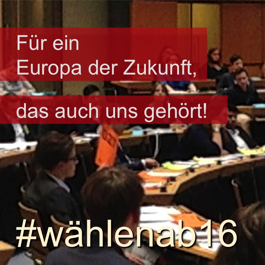 waehlenab16's tweet photo. Für ein Europa der #jungenZukunft und nicht nur der alten Eliten! #wählenab16 #voteravec16 https://t.co/Ep3o0khvMA