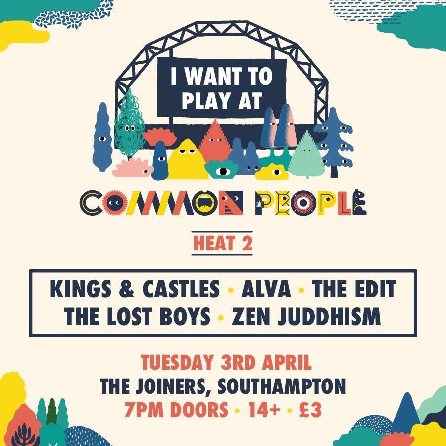 We are playing the 2nd Heat for "I Want to Play at <a href="/CommonPeopleSO/">Common People SO</a> 2018" on Tuesday 3rd April at <a href="/joinerslive/">The Joiners</a> . Tickets are £3 and doors are at 7pm, hope to see you there!

-ALVA