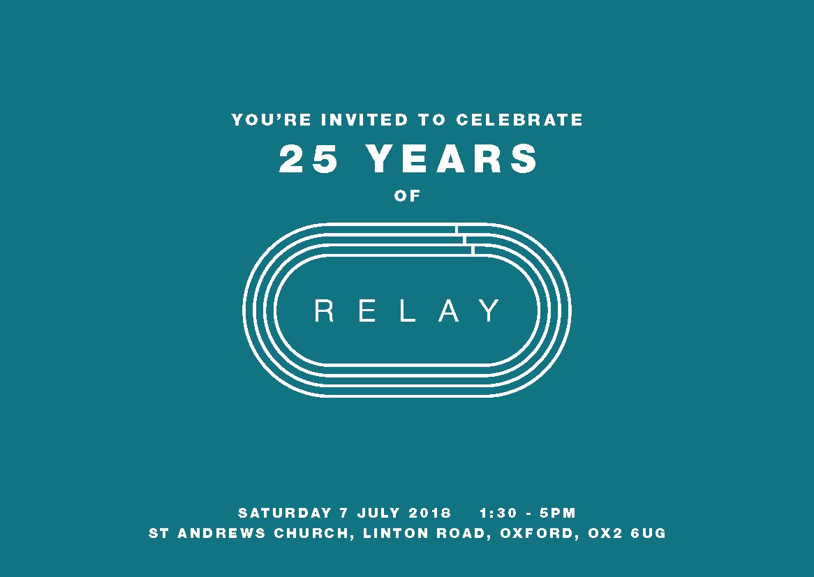 UCCF's tweet photo. We're delighted to be celebrating #25years of #Relay this year. If you're a former #RelayWorker, it's not too late to sign up to join us for our reunion in 7 July in Oxford!
Whether or not you can make it, please RSVP to help us know numbers: https://t.co/m7CD8fWAFx https://t.co/w4Sa7uwQD0
