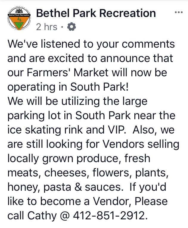 Exciting news for the South Hills and beyond! #FarmersMarket <a href="/CoolInPgh/">Cool In Pittsburgh</a>