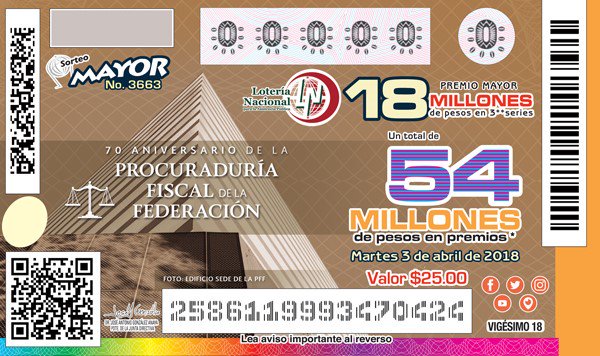 DienerMax's tweet photo. El día de hoy @lotenal puso a la venta el #BilleteDeLotería conmemorativo al #70Aniversario de la Procuraduría Fiscal de la Federación. El sorteo está programado para el 3 de abril. ¡Mucha suerte a quienes lo adquieran! https://t.co/KMdHmeiQTD