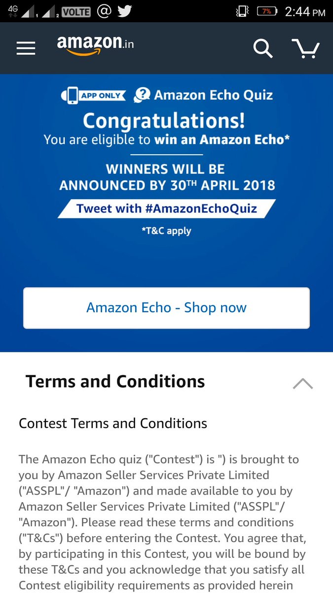 bhatt_taru02's tweet image. #Amazonechquiz #Amazon #Amazonappquiz