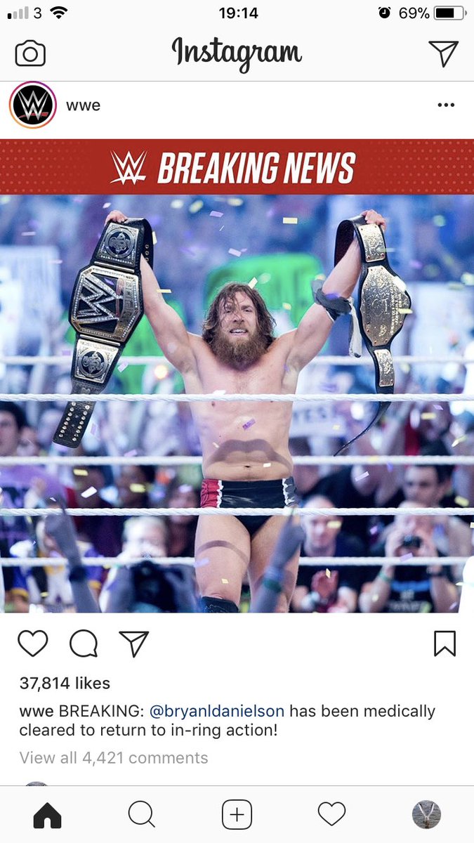 figure4radio's tweet photo. Dare we dream of a #WrestleMania return?? #YesYesYes #DB #DanielBryan #Smackdown #SmackdownLive #Raw #WWE #YesMovement 😃 https://t.co/rVoJaKNN4X