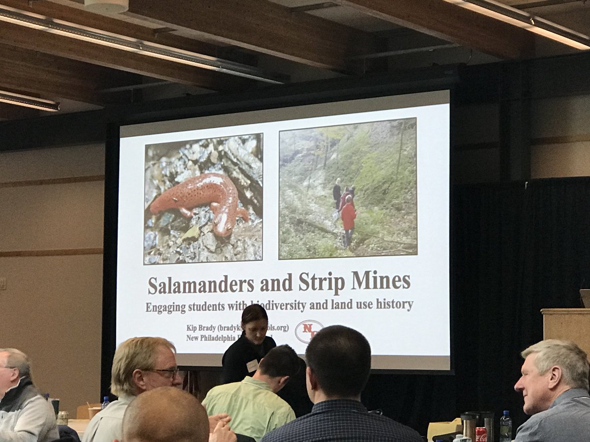 salamander_gal's tweet photo. Kip Brady’s talk on engaging elementary and high school students through #salamanderscience was a big hit. #OHParc2018 #Salamander https://t.co/0edbSkiEcK