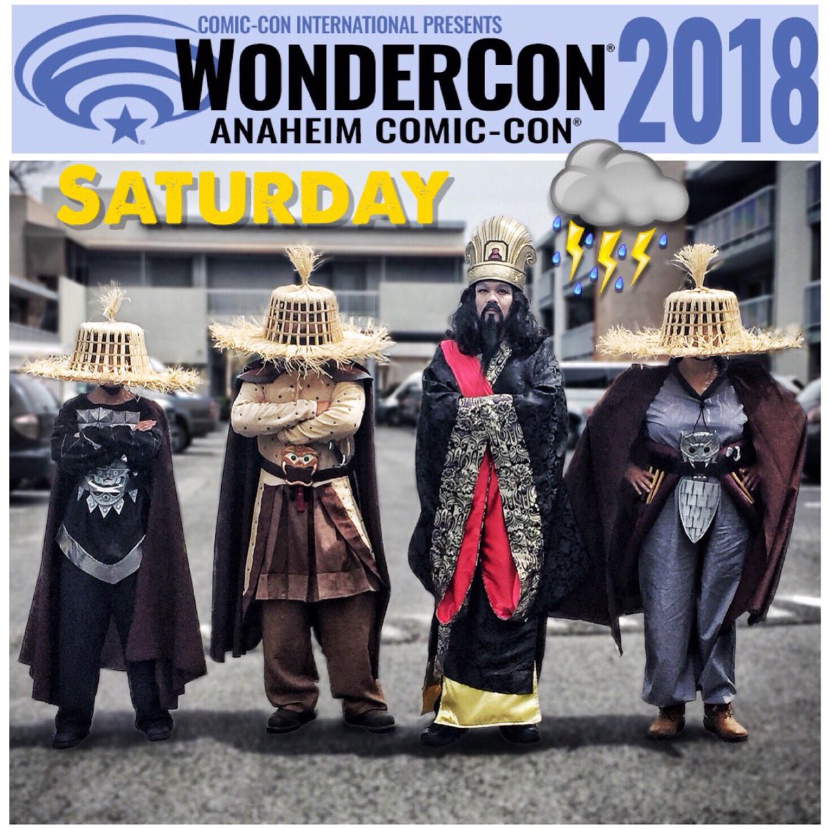 kittiecosplay's tweet photo. Today may be the first day of Spring, but this weekend will definitely be storming in Anaheim! Lo Pan and the Three Storms will be at WonderCon this Saturday! Who will we see there!? ⚡️💥🐲🌧

#WonderCon2018 #WonderCon #BigTroubleInLittleChina #LoPan #ThreeStorms #cosplay https://t.co/HQZnL6ouSM