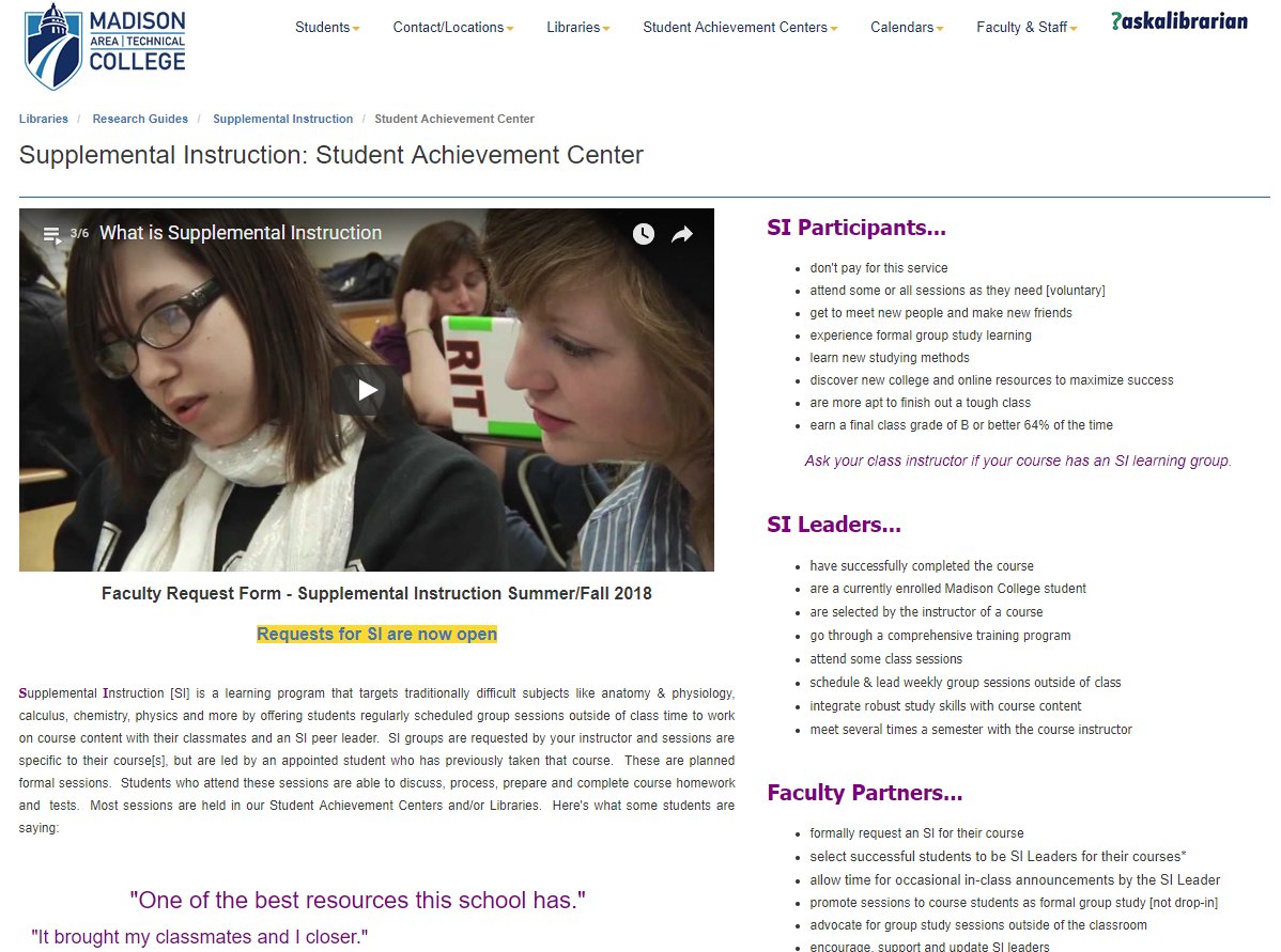 LibSACToolbox's tweet image. Faculty requests for Summer and Fall supplemental instruction are now open! libguides.madisoncollege.edu/supplementalin…