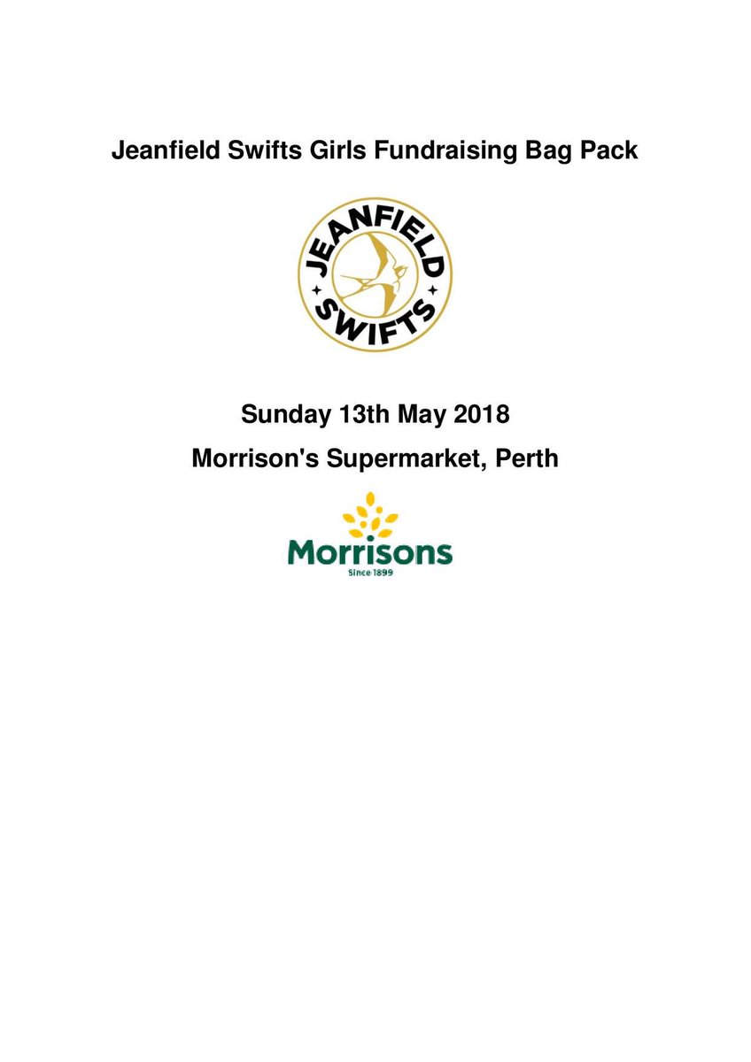 JeanfieldGirls's tweet photo. SAVE THE DATES! We have 2 dates for your diaries, a fundraising bag pack in Morrisons on Sunday 13th May and our annual Bingo Tea will be on Monday 4th June. More details to follow soon....⚽️⚽️ #Jeanfield #fundraising #bingotea #bagpack https://t.co/WICsvcE173
