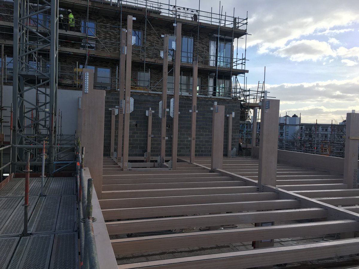 CTManufacturers's tweet photo. Installation of the Baubuche to the 4th floor at the Anna Freud project is now complete #Baubuche #timberengineering #pollmeier @penoyreprasad @WillmottDixon @WebbYates https://t.co/4kdZ5MaxlJ