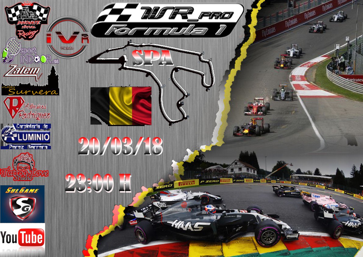 Hoy toca #GPSPA  con la #IVR_PROF1   desde las 23:00 todos a ver los que va ser un carreron.
Agradecemos a los sponsosrs <a href="/ZalemSim/">Zalem Simuladores</a> <a href="/Sport_IndOOr/">Sport Indoor</a> <a href="/viajesurvera/">Survera</a> #AdhesivosRodriguez #CarpinteriaMetalicaHnosPerezBarrera #Tatoolove  también decir a <a href="/sulgameyt/">SulGameOfficial</a> que se mejore 👌👏👏🏁🏁