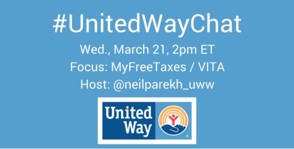 unitedwaySWPA's tweet photo. Join us right here tomorrow at 2pm to learn about #FreeTaxPrep. We'll be sharing stories, shout-outs and more! #UnitedWayChat #Taxes #TaxSeason #UnitedWaySWPA https://t.co/qJbVpg0VBd
