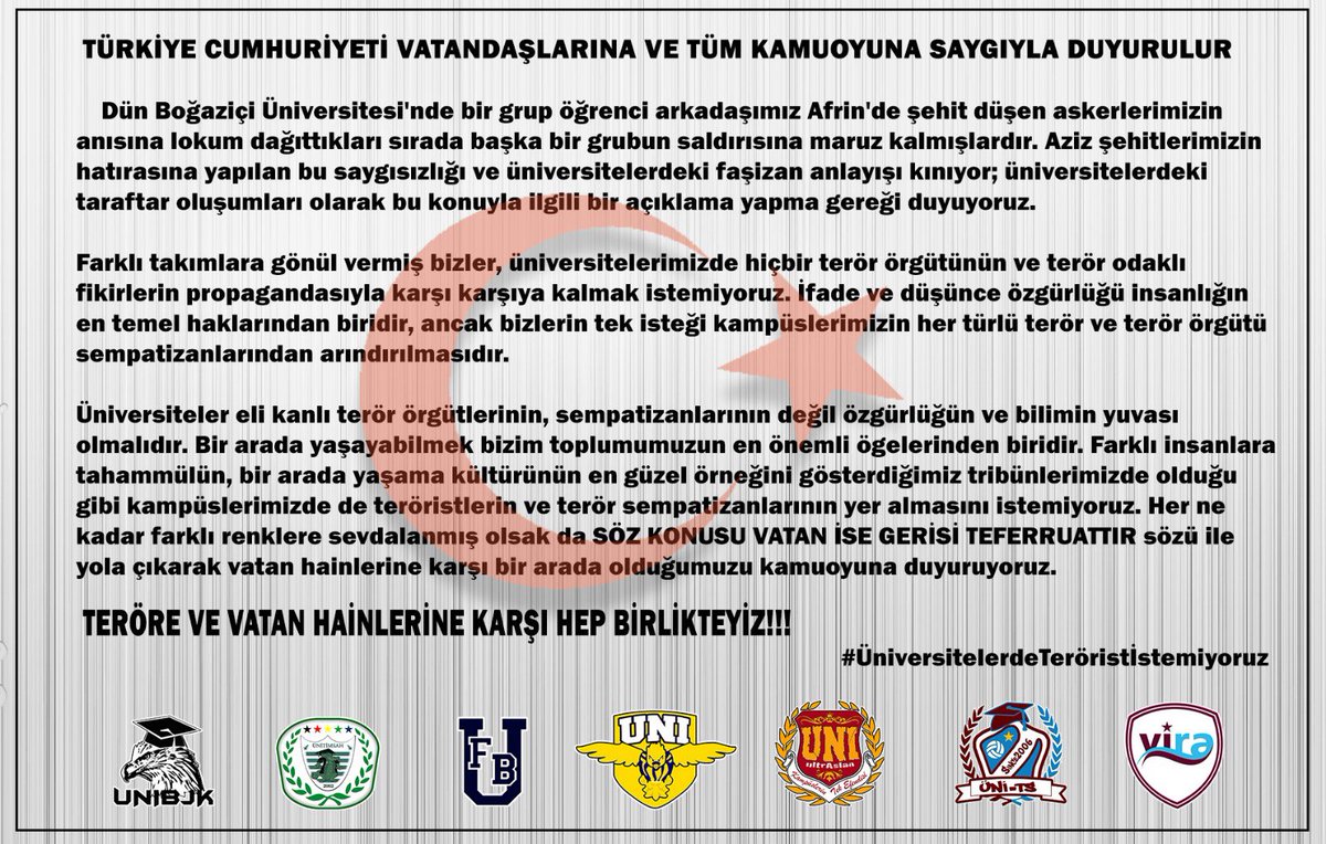 #ÜniversitelerdeTeröristİstemiyoruz