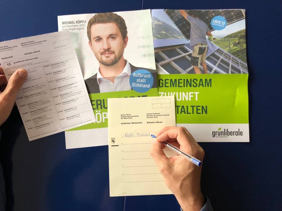 Bei #WahlBE18 droht extrem tiefe Wahlbeteiligung. Bitte alle helfen, Familie, Freunde und Bekannte zur Wahl zu bringen. Ansprechen im Job, anrufen, SMS, WhatsApp. Grossratsliste der <a href="/glp_bern/">Grünliberale Stadt Bern</a> unverändert &amp; <a href="/Michael_Koepfli/">Michael Köpfli</a> in den Regierungsrat. Morgen A-Post, Gemeinde, oder Urne