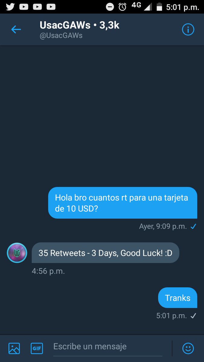 Necesito 35 rt para que <a href="/UsacGAWs/">UsacGAWs • 4,1k</a>  me regale una tarjeta de 10 Usd