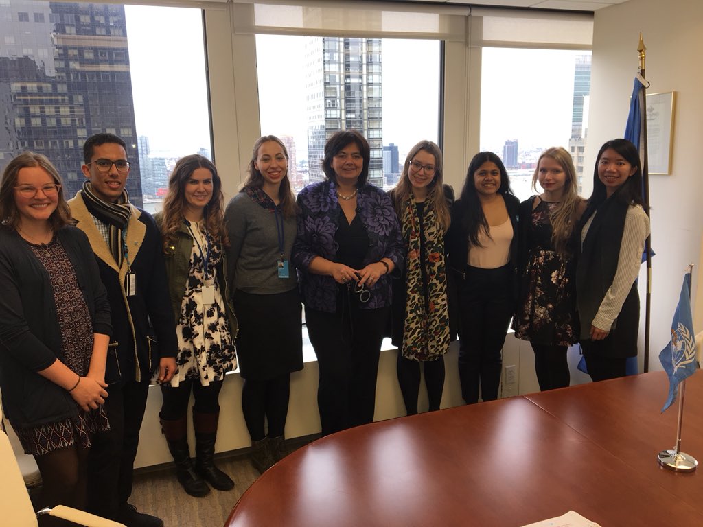 NataMenabde's tweet photo. What a great meeting with inspiring &amp; passionate students from @ifmsa , future global health leaders who have come from around the world to take part in #CSW62 . Thank you for visiting the @WHO Office at @UN and sharing your experiences. We must work together! https://t.co/ZyAt8qBK5V