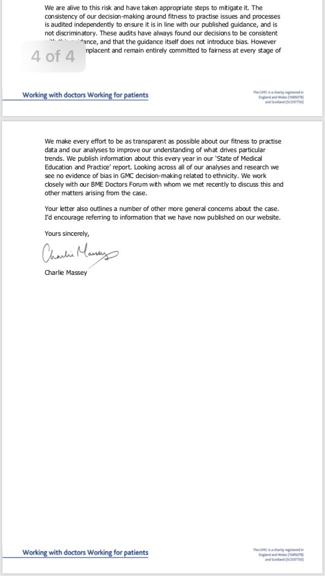 TheDA_UK's tweet image. A reply from Massey and @gmc uk to a letter by @sbattrawden with the signatures of 4500 doctors and MPs expressing our concern over the appalling handling of the #bawagarba case.

@TeamHadiza 

#GMCFairHearing #IAmHadiza