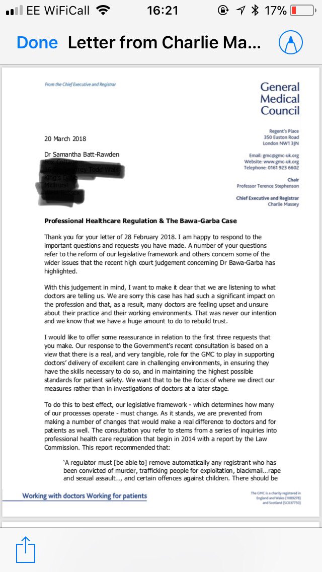 TheDA_UK's tweet image. A reply from Massey and @gmc uk to a letter by @sbattrawden with the signatures of 4500 doctors and MPs expressing our concern over the appalling handling of the #bawagarba case.

@TeamHadiza 

#GMCFairHearing #IAmHadiza