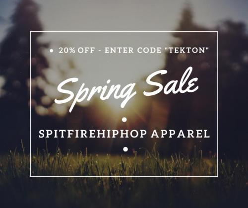 SFHHApparel's tweet image. Get 20% off our entire store during the Spring Sale. Enter code &quot;Tekton&quot; #apparel #spitfirehiphop
